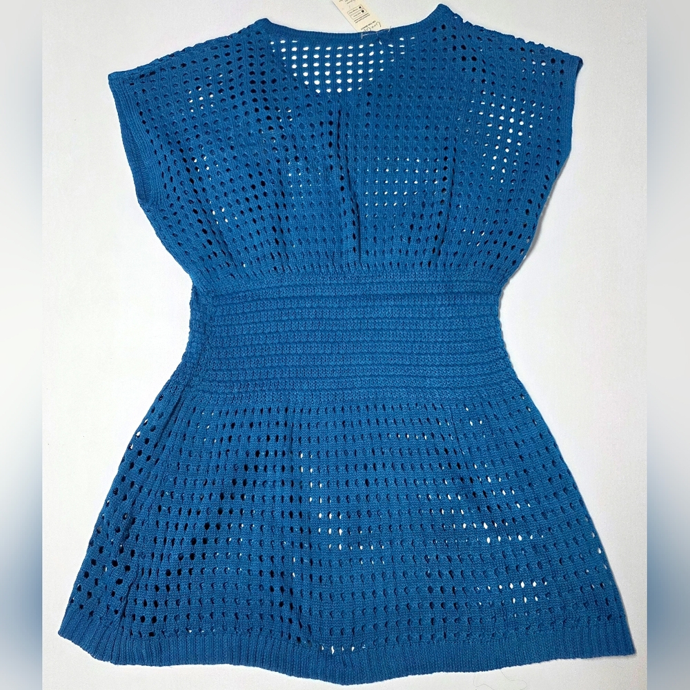 Cupshe Blue Crochet Knit Beach Cover Up Dress Medium New With Tag Boho - Picture 3 of 7